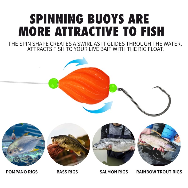 51pcs Floats Pompano Rigs Surf Fishing Rig Floats Cylindrical, Spin,