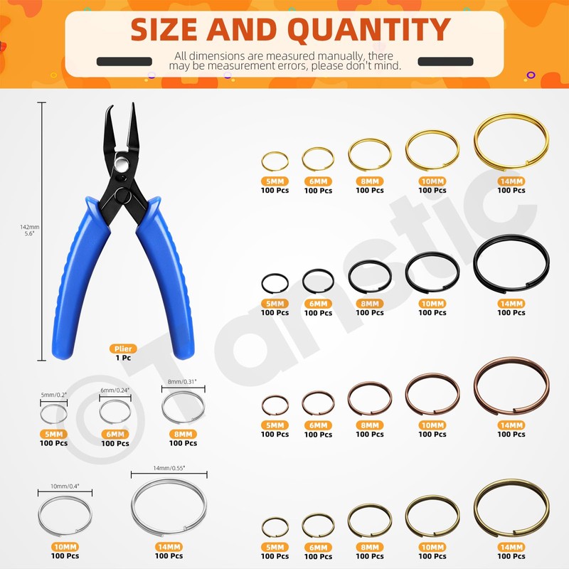 Tanstic 2500Pcs Double Jump Rings Split Jump Ring Double Closed
