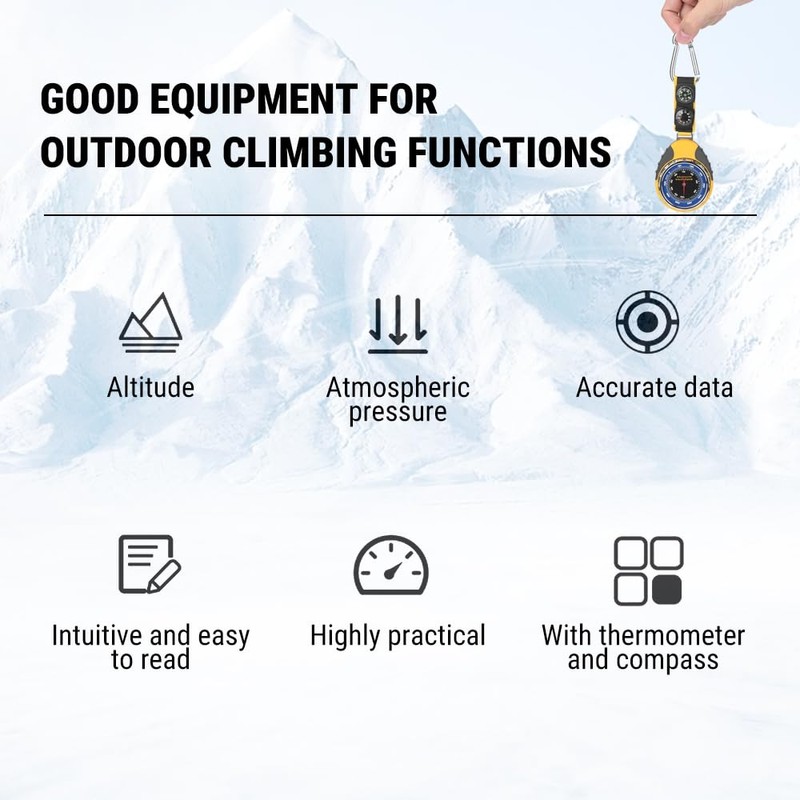 Uadme 4 in 1 Digital Mini Compass Altimeter Thermometer Barometer