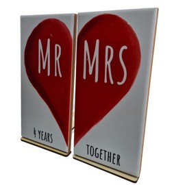 Mr and Mrs 4 Years Together - 4th Anniversary Ornament Gift (free Stand) mrmrs04