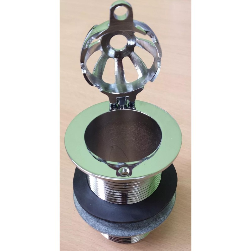 TC Chrome Domed Top Urinal Waste with Easy Clean Hinged