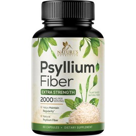 Psyllium Husk Fiber Supplement 2000mg - Extra Strength Psyllium Fiber Powder - Natural Soluble Fiber Pills, Supports Digestion, Colon Health & Regularity, Plant Based, Bottled in USA - 60 Capsules