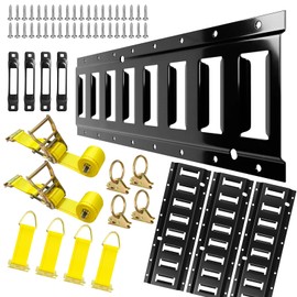 SALIFTFE 58 PCS E Track Tie-Down Rail Kit with Accessories - 16'' Etrack Rails System & Ratchet Trailer Tie Down Straps & Single Slots & Steel O-Ring Anchors & Rope Tie Offs, for Truck Bed, Trailers
