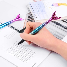 Generic Mermaid Gel Pens Plastic Stationery Kawaii Japanese Fish Theme,Blue 4 Piees