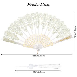 Fumwase Handheld Chinese Folding Fan Embroidered Flower Handheld Folding Fans 1920s Fan Flapper Hand Fan for Costume Party Wedding Dancing Decoration (1, Black)