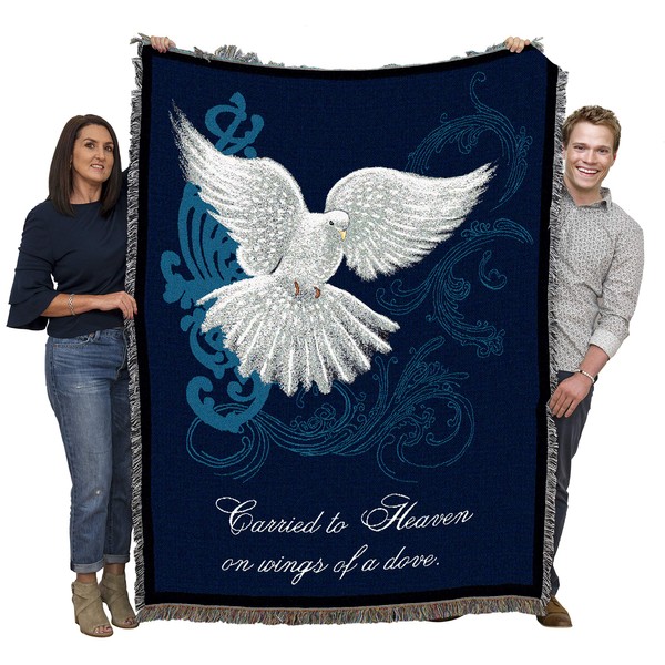 Carried to Heaven on Wings of a Dove - Sympathy - Sherri Buck Baldwin - Cotton Woven Blanket Throw - Made in The USA (72x54)