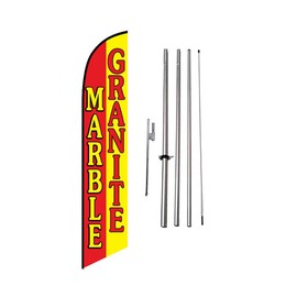 Marble Granite Sale 15ft Feather Banner Swooper Flag Kit - INCLUDES 15FT POLE KIT w/GROUND SPIKE