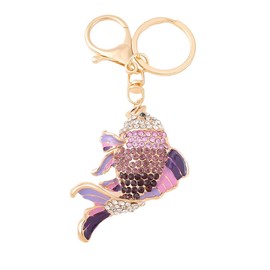 WinGetor Sparkling Elegant Keychain for Women, Charm Premium Cute keyrings Gift with Diamond Beautiful Fish Pendant, Unique Bag Purse Handbag Backpack Key Chain for Fashion Enthusiasts (Purple)