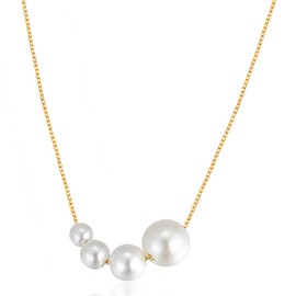 Dainty Pearl Necklaces for Women,14K Gold Plated Tiny Pearl Choker, Pearl Necklaces for Women, Choker Necklace for Women, Collar Necklace Baroque Pearl Pendant Necklace White Pearl Jewelry