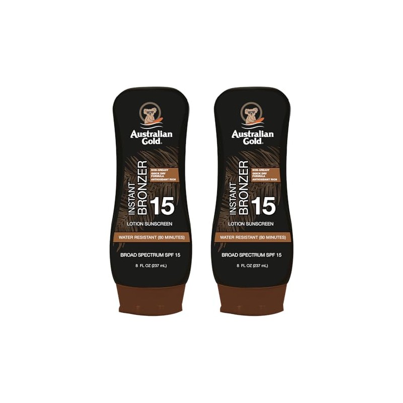Australian Gold SPF 15 Lotion Bronzer, Twin Pack, 8 FL