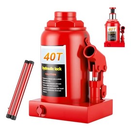 ZUSZOX Gato Hidráulico para Botella de Aire, Jack de Botella 40 T, Toneladas Hidráulico de Aire con Asa para Camiones y Elevación de Casa, Gato Neumático de Resistente(Rojo)