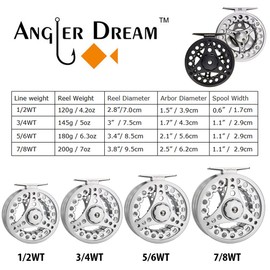 ANGLER DREAM AnglerDream 3 4WT Fly Reel with Line Combo Large Arbor Aluminum Fly Fishing Reels