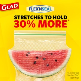 Glad Flex'N Seal Zipper Food Storage Sandwich Bags, Resealable Snack Bags, Multi-purpose Use, 100 Count (Pack of 4)