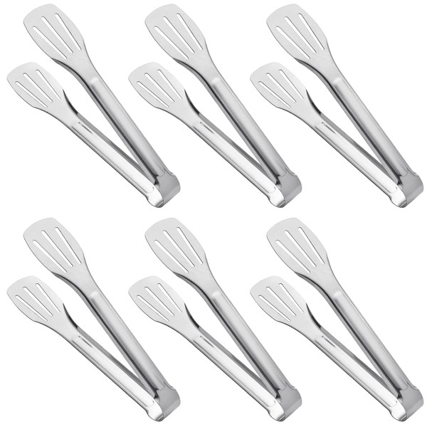 Serving Tongs Kitchen Tongs,Buffet Tongs, Stainless Steel Food Tong Serving Tong,small tongs 6 Pack (7 Inch)