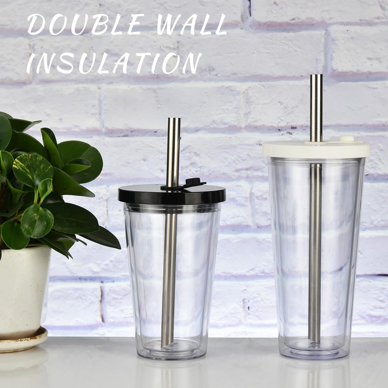ALINK Bubble Tea Cup, Drinking Cup with Lid and Straw,