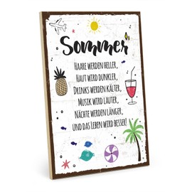 TypeStoff HS-00959 Wooden Sign with Saying - Summer - Vintage Look with Quote as a Gift and Decoration on the Theme of Hygge and Lust of Life