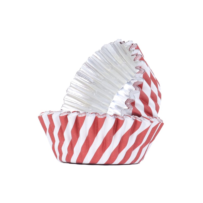 PME Foil Lined Cupcake Cases - Candy Cane, Pack of