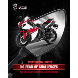 MZS Racing Motorcycle Mirrors, Rotatable Sport Bike Rearview Side Mirror Fairing Adjustable Black Compatible with YZF R1 R1M R6 R6S CBR600RR CBR1000RR CBR600 F4 F4I CBR250R CBR300R CBR500R VTR1000