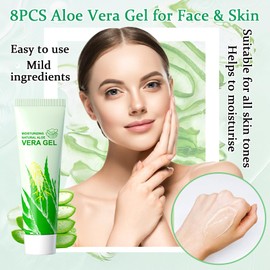 WENJLYJ 8PCS Aloe Vera Gel for Face & Skin,Organic Aloe Vera Gel,Hydrating After Sun Cream for Travel Size,Moisturizing Lotion for Skincare,After Sun Lotion for All Skin Type(D)