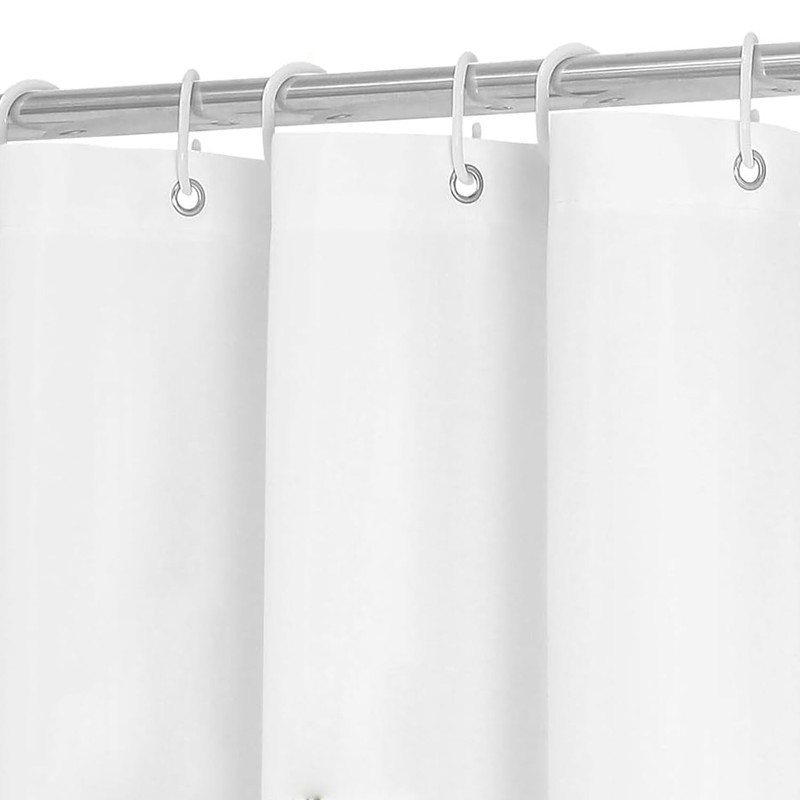 youngseahome White Fabric with Aqua Scalloped Border Shower Curtain,Boho Chic