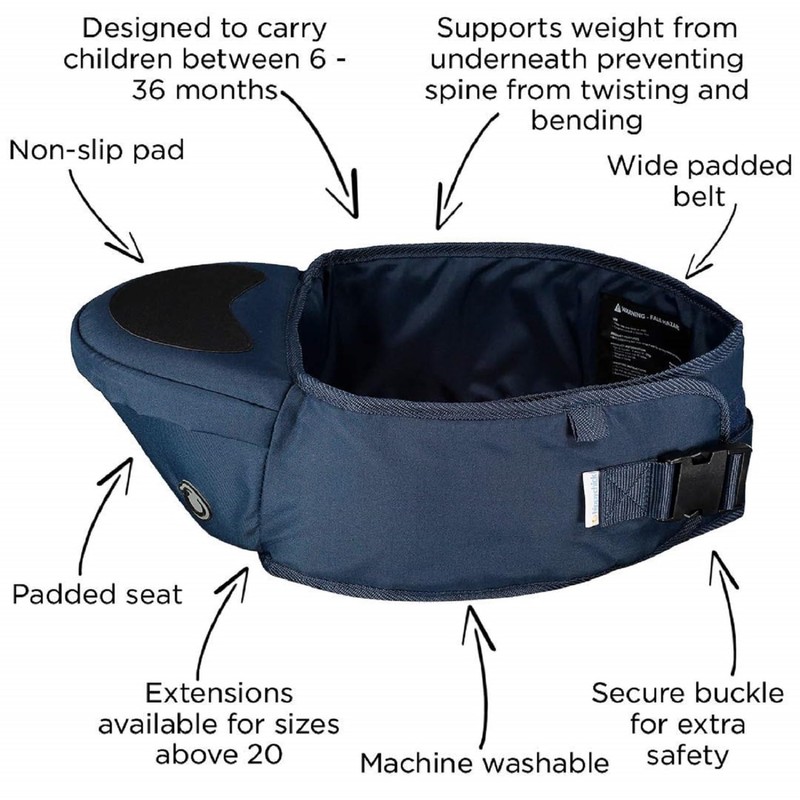 Hippychick Hipseat Baby Carrier, Lightweight Back-Saving Support Waist Stool, Adjustable