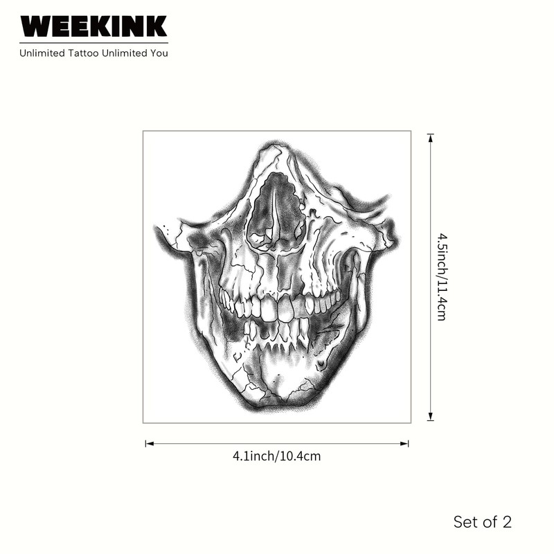 Skull Semi Permanent Temporary Tattoos for Halloween Hand