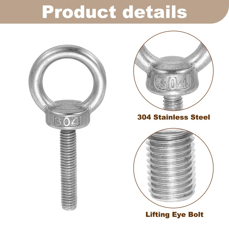 sourcing map Lifting Shoulder Eye Bolt M6 x 30 mm,