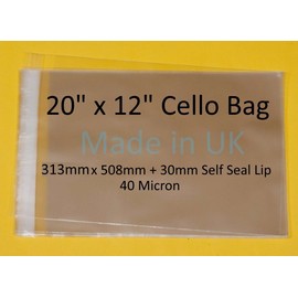 celloexpress 20" x 16" Cello - 415mm x 508mm + 30mm Flap - Mounted Photograph Cellophane Display Bags Self Seal 40 Micron - Pack of 25