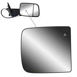 Replacement Passenger Right Side Door Towing Mirror Main Big Glass Flat Heated with Back Plate and BLIS for RAM 1500 2500 3500 from 2010 to 2024