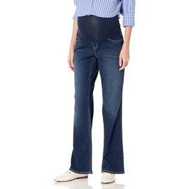 Motherhood Maternity Women's Plus Size Indigo Blue Over The Belly Classic Bootcut Denim Jeans, Rinse Wash