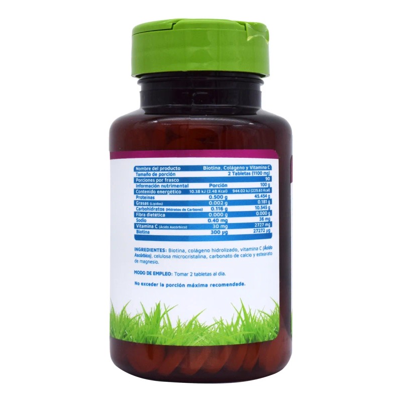 Biotina Colágeno Vitamina 180 Tabletas Vidanat Sabor