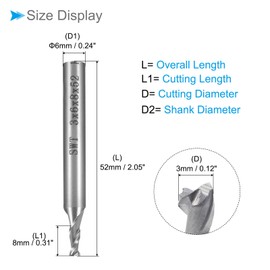 CoCud 2-Flute Spiral End Mill Bits, 3mm Diameter 8mm Length, High Speed Steel Straight Milling Cutter with Storage Case- (Applications: for Plywood Hardwood Plastic), 3-Pieces