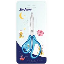SLEMOON 7" Real Left handed Student Scissors, Premium Stainless Steel Blades Shears for Age 8~12,Ergonomic Semi-Soft ABS Rubber Grip, Suitable for School, Office and Family Daily Use,Blue