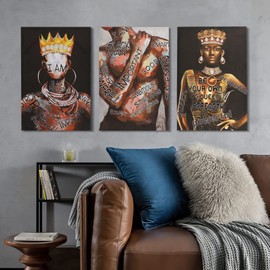 NeuType African American Wall Art, African Wall Art 3 Piece, Black Girl Canvas Wall Art for Living Room Bedroom Wall Decor Large Wall Decor Paintings for Wall Decorations Artwork for Walls (16"x24")