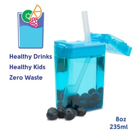 Drink in the Box Eco-Friendly Reusable Drink and Juice Box Container, 8 ounce (Blue)
