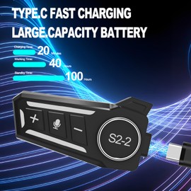 Motorrad Bluetooth Headset S2_2,Motorrad Headset mit Gegensprechanlage,Helm Kommunikationssystem für 2 Personen 300m,Helm Kopfhörer,IPX6 Wasserdichte für Lautsprecher,Freisprechen,Musikanrufsteuerung