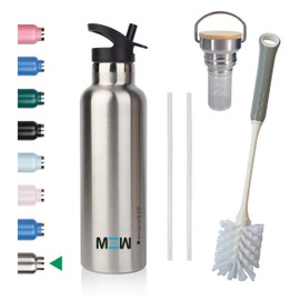 MINIW™ Stainless Steel Water Bottle, 500 ml, 750 ml, BPA-Free Water Bottle, Leak-Proof Insulated Flask, Insulated Thermos Flask for Sports, Fitness, School and Travel (Navy Blue 0.5L)