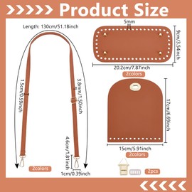 FREEBLOSS 2 Set PU Leather Bag Making Kits Includes PU Leather Bag Bottom, Shoulder Strap,Lock Clasp Leather Bag Knitting Set for Crochet Bag Making