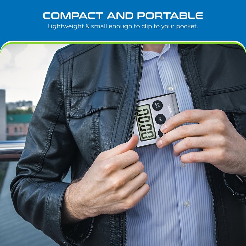 Sper Scientific Stainless Steel Digital Lab + Kitchen Timer 810028A