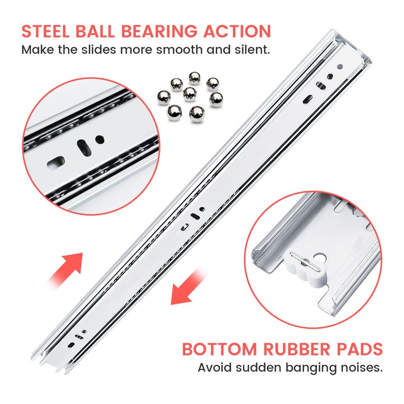 Homdiy 10 Inch Heavy Duty Drawer Slides Side Mount 100