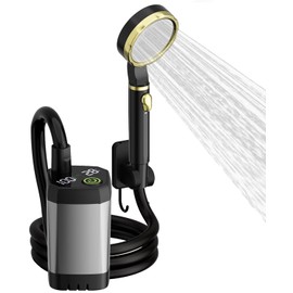 PineVoy Portable Shower for Camping, [Long-Lasting] 7800mAh Rechargeable Camping Shower with Intelligent LED Display, 4 Spray Modes, IPX7 Waterproof Outdoor Camp Pump for Hiking, Travel, Car, Pet