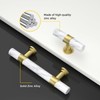 Haliwu 10 Pack White Marble Cabinet Knobs, 2 Tone T-bar