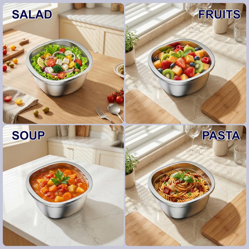 Stainless Steel Salad Bowls to go for Lunch Container Kit