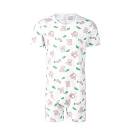Landofgenie Onesie for Men One Piece Pyjamas with Short Sleeves Koala Full Print, White