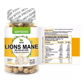 Natsa Melena De León Lions Mane 100 Cápsulas, Adaptogeno Premium Sabor Natural