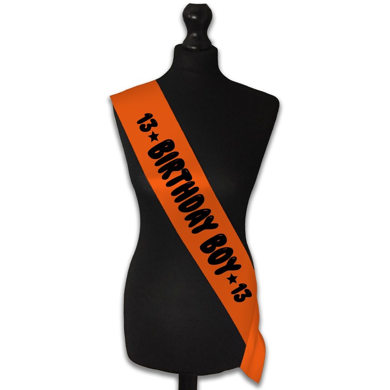 13th Birthday Boy Sash – Teenager's Party Accessory with Bubble