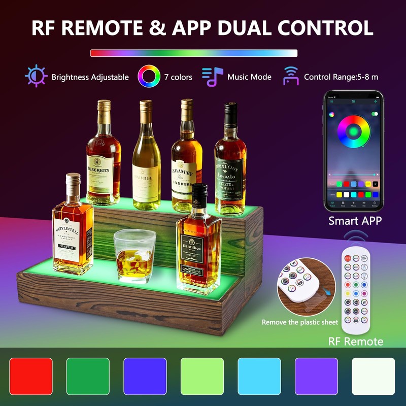 Wine Rack with LED Light Liquor Bottle Display Shelf Wall