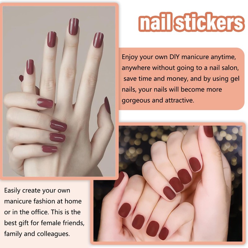 22 Sheets Removable and Portable Nail Stickers, Plain Gel Nail