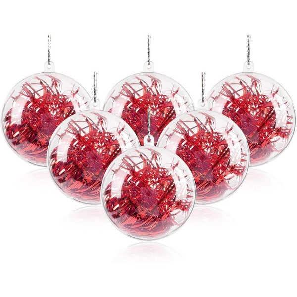 Uten Lot de 20 Boules de Noël Transparentes à remplir soi-même, Boules de Noël Transparentes pour intérieur ou extérieur (80 mm)