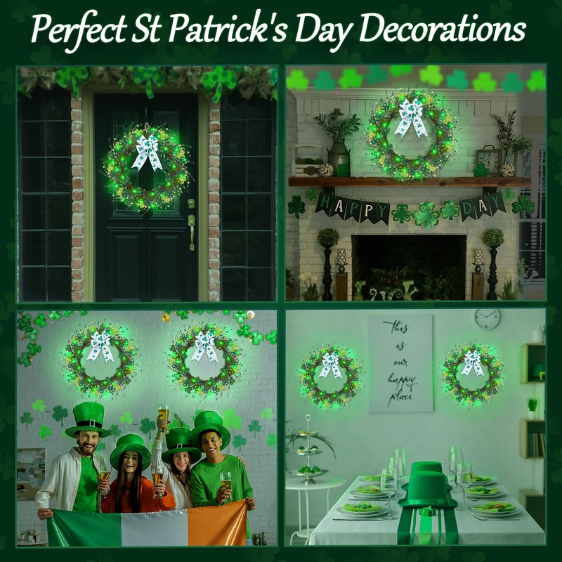Enhon St. Patrick's Day Decorations, 16in St. Patrick's Day Wreath